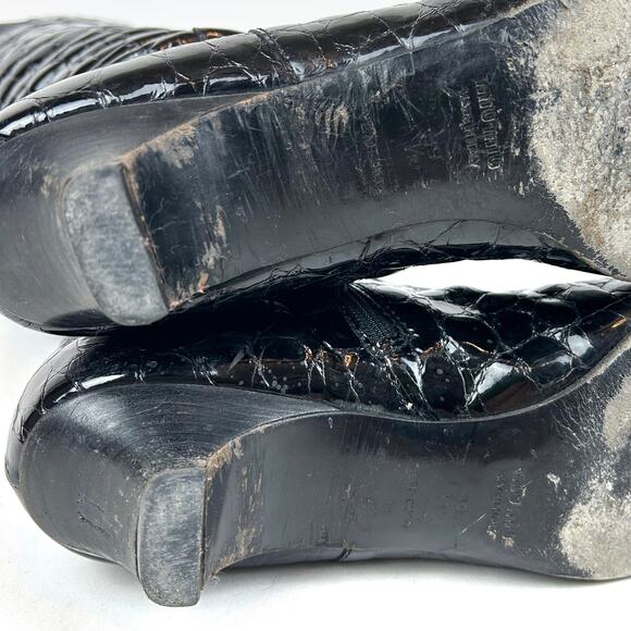 Miu Miu Croc Effect Knee High Kitten Heel Boots - Picture 9 of 10